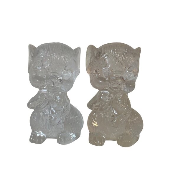 Mice Bows Salt Pepper Shakers Andromorphic Lucite Hard Clear Acrylic Hong Kong - Picture 1 of 8